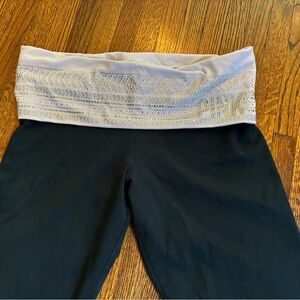VS Pink black leggings with Y2K Rhinestone waistband, Size L #loungewear